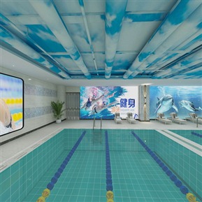 现代 游泳馆 健身房 游泳池 足迹室
