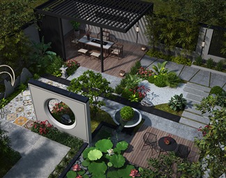 新中式院子鸟瞰