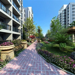 现代 园林景观 园林全景