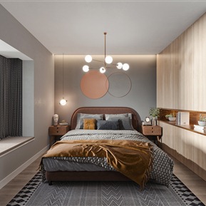 北欧 卧室 卧室双人床