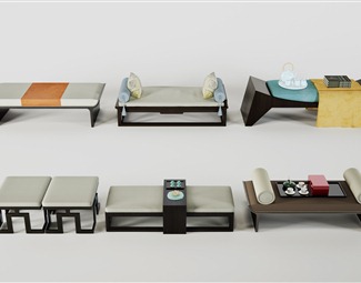新中式卧室床尾凳