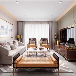 后现代 客厅 港式 客餐厅