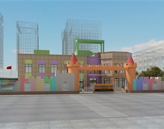 现代幼儿园建筑模型