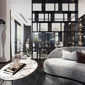 现代 复式客厅 别墅客厅全景