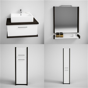 现代 洗手台  浴室柜 镜子组合