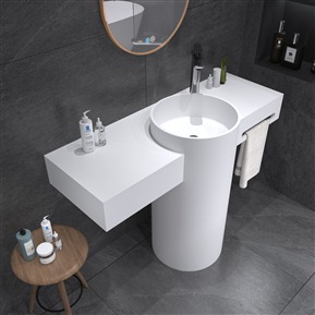 现代 洗手台 立柱盆产品圆形台面