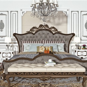 欧式 背景双人床 双人床