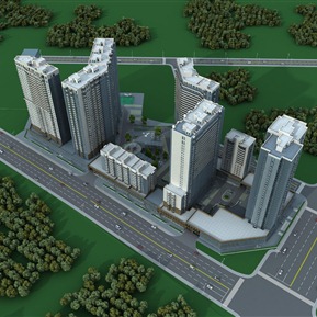 现代 住宅区 小区鸟瞰