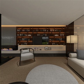 新中式 客厅 豪宅客餐厅全景