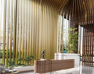 新中式 前台 售楼部接待台