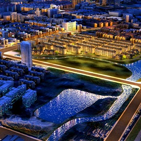 现代 鸟瞰图 夜景鸟瞰