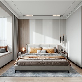 现代 卧室 主卧室