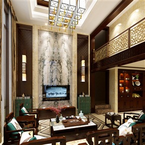 新中式 复式客厅