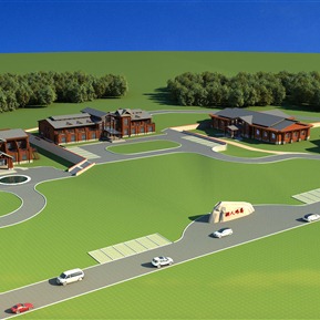 新中式 鸟瞰图 湿地旅游区