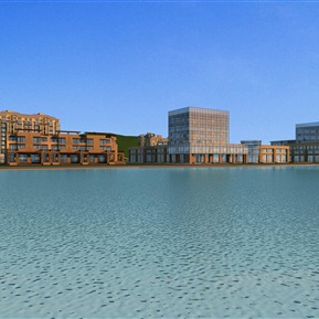 欧式 住宅区 水边商业办公住宅楼