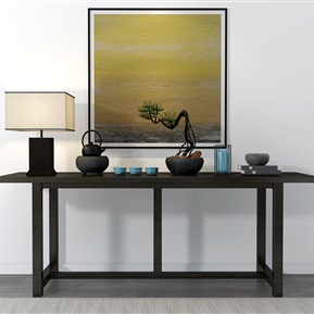 新中式 端景台 装饰柜边柜装饰品装饰画组合