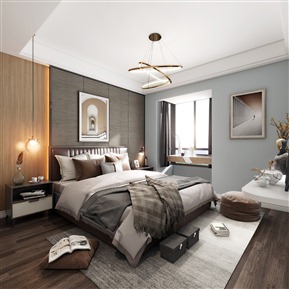 现代 卧室 主人房