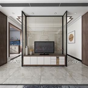 新中式 客厅 客餐厅 书房 茶室