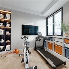 现代 娱乐室 儿童房活动室书房全景