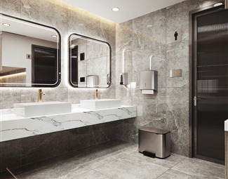 现代公共卫生间洗手盆3d模型下载-3d溜溜网