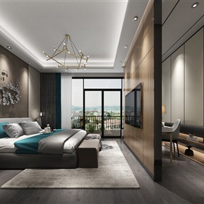 现代 卧室 黑白灰卧室