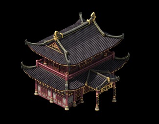 中式琉璃瓦古建3d模型下载