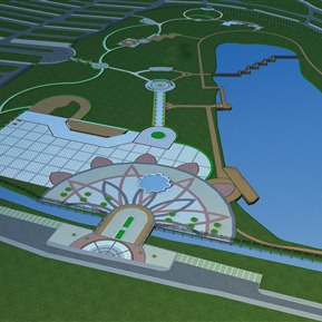 现代 鸟瞰图 广场细化