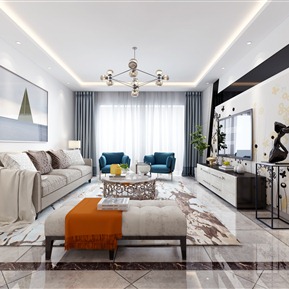 现代 客厅 客餐厅