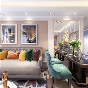 美式 客餐厅 简约客餐厅全景