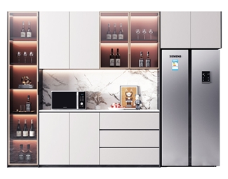 现代嵌入式冰箱橱柜