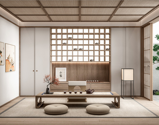 日式茶室背景墙