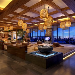 新中式 休闲区 酒店温泉休息区