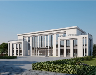 现代玻璃幕办公楼