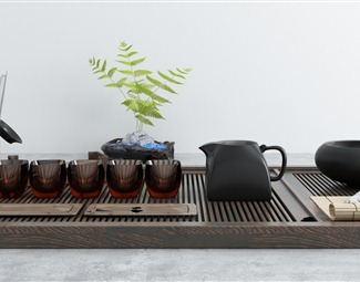 新中式茶具模型