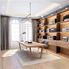 现代 书房 极简书房