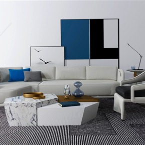 现代 沙发茶几组合 组合沙发 茶几 装饰画组合