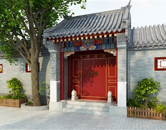 中式别墅围墙大门
