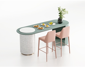 现代绿色椭圆形吧台