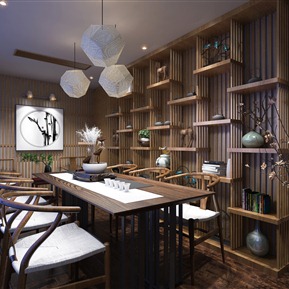 新中式 茶室 茶室泡茶桌椅摆件组合