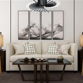 新中式 沙发茶几组合  沙发茶几装饰画组合