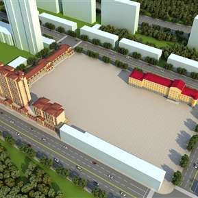 欧式 鸟瞰图 商业办公高层鸟瞰