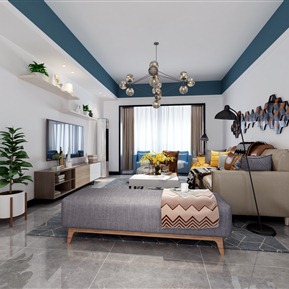 现代 客厅 客餐厅