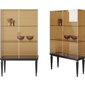 现代 餐边柜 玻璃储物柜