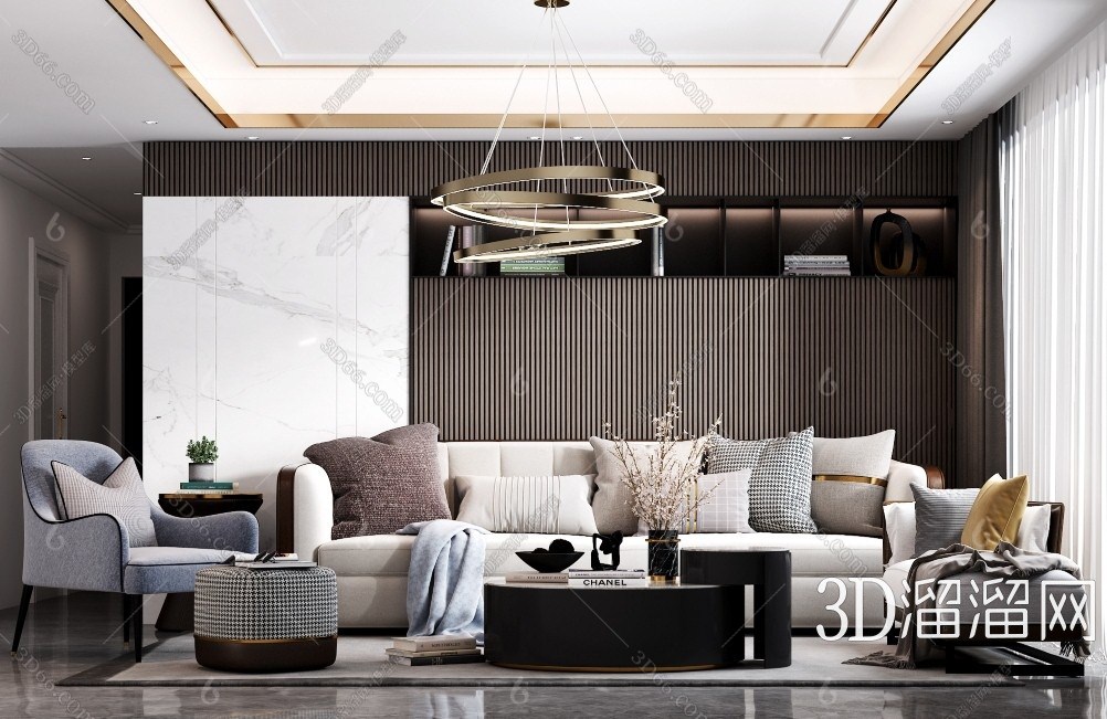 设计效果图3d模型下载】_现代客厅设计效果图3d模型素材下载_3d溜溜网