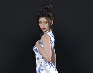 现代 女人 旗袍模特