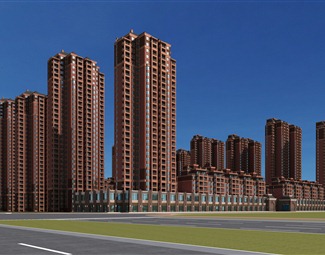 现代 住宅区 高层住宅 住宅内景透视 住宅 住宅透