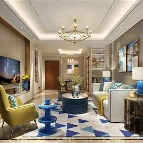 现代 客餐厅 客厅沙发茶几组合