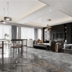 现代 客餐厅 黑白灰客餐厅