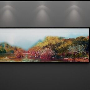 新中式 风景画 水墨山水意境景横幅装饰画