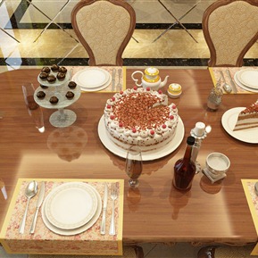 欧式 餐具 蛋糕 银餐具 餐桌